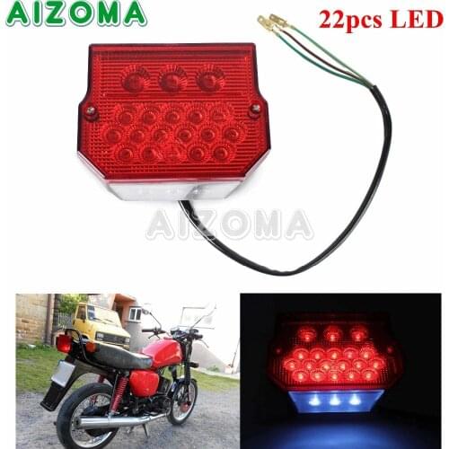 E15 Motorcycle License Plate Light 22pcs LED Brake Tail Light For Suzuki TS 125/150/250 MZ ETZ 150/250/251/301 Simson SR50/S5