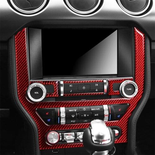 Carbon Fiber Air Conditioning CD Panel Frame Cover Trim for Ford Mustang 2015-2019 Interior Decoration Car Accessories Sticker