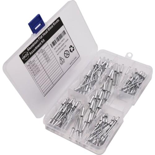 125Pcs M3.2 Aluminium Cuntersunk Flat Head Blind Rivets Length 6.4-6mm Assortment Kit