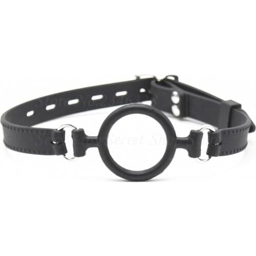 Adult Games PU Leather Silicone Open Mouth Gag Harness,O Ring Gag,Flirt Fetish Bondage Restraint Slave Sex Toys For Couples