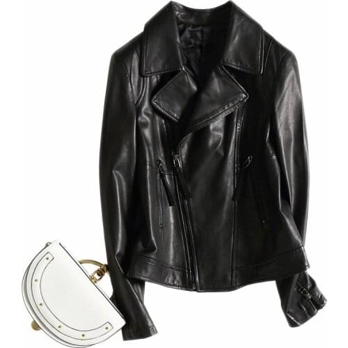 Spring Autumn Real Leather Women Jacket Genuine Leather Jacket Women Motorcyle Natural Sheepskin Female Coat A016