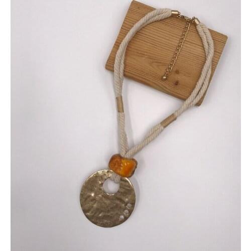 Suekees Goth Fashion Jewelry Vintage Collar Necklace Pendants Cotton Cords Resin Bead&Alloy Pendant Necklace Women Accessories