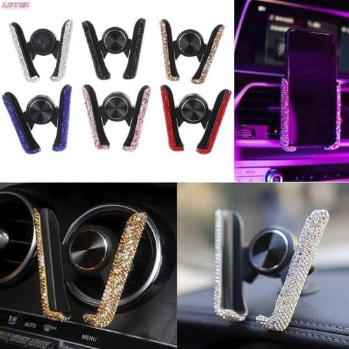 Car Phone Holder Bling Glitter Car Air Vent Mobile Phone Holder for Women Auto Storage Interior Accessories 1PC