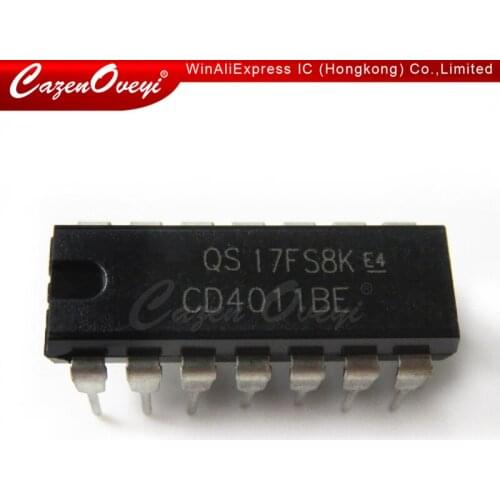 10pcs/lot CD4011BE CD4011 DIP-14 4011 QUAD 2-INPUT NAND GATE IC In Stock