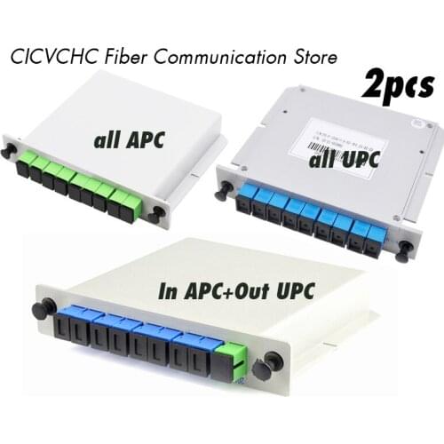 2 pcs 1x8 PLC Fiber Splitter, Mini Plug-in Type, Single Mode, with SC Connector/Cassette Card Inserting