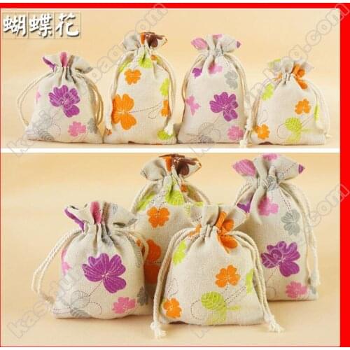 200pcs/lot) Wholesale cotton linen drawstring gift bag