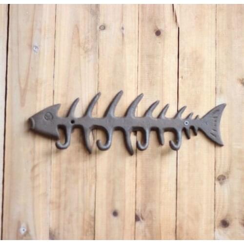 34x11cm Cast iron fish shaped fish bone hook Balcony garden decorations