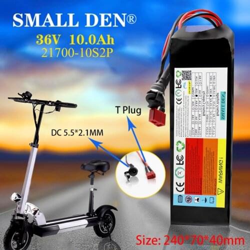36V10A Lithium Battery Pack 21700-10S2P Universal for scooter Charge and discharge at the same port, built-in 20A BMS
