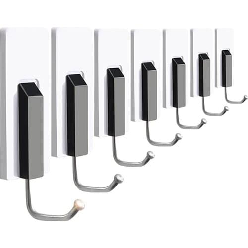 4/8pcs Piano Style Key Holder Wall Hook Home Decoration Key Hanger Coat Hooks