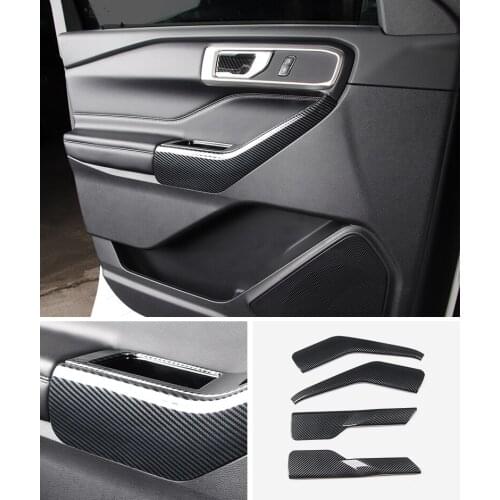 For Ford Explorer 2020 2021 Car Styling ABS Carbon Fiber Car Door Side Inner Armrest Cover Trim Auto Accessories 4pcs