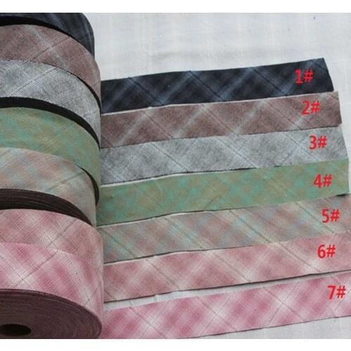 4cm Grid Stripe Yarn Dyed Cotton Bias Binding Tapes Ribbon, Handmade Patchwork Cotton Fabric Trimming Sewing Accessories 10M