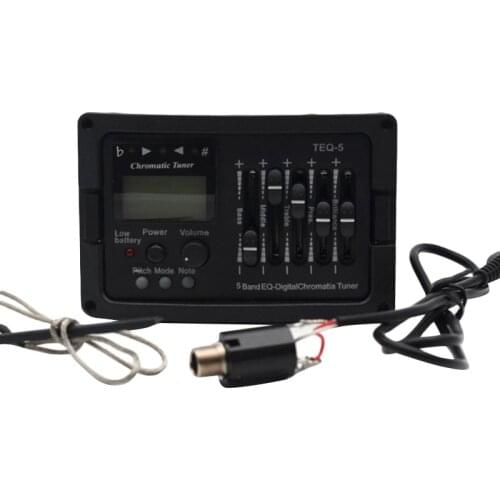 5 Band Acoustic Guitar Preamp EQ Equalizer Classical Acoustic Guitar Amplifier Digital Blend Tuner Piezo Pickup Without Tail Pin