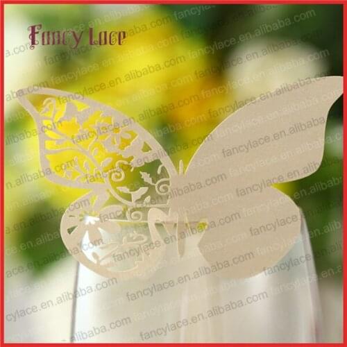 50pcs Hot sale Laser Cutting Butterfly Wedding Decorations, Place Name Cards, Most Popular Wine Glasses Cards Event Party Decor