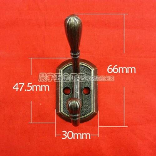 65*30mm European-style garden wrought iron clothes hook After decorative door Coat hooks Vintage Bronze Towel Hat Clothes