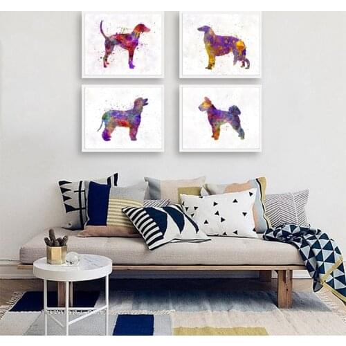 Watercolor American Foxhound Wall Art Canvas Painting Irish Water Spaniel Posters Borzoi and Pumi Pet Dogs Print Art Wall Decor
