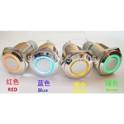 Angel Eye 12V 16mm metal switch with color LED