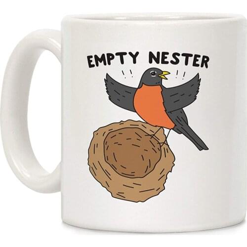 Empty Nester Happy Robin White 11 Ounce Ceramic Coffee Mug