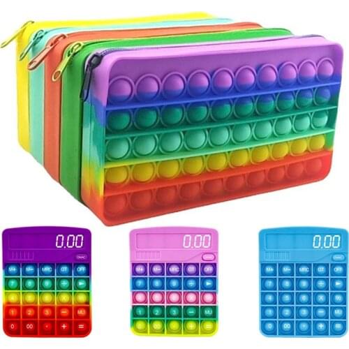 Kids New Fidget Decompression Creative Silicone Bubble Toys Large Simpl Dimmer Calculator Fidget Toy Tie Dye Game