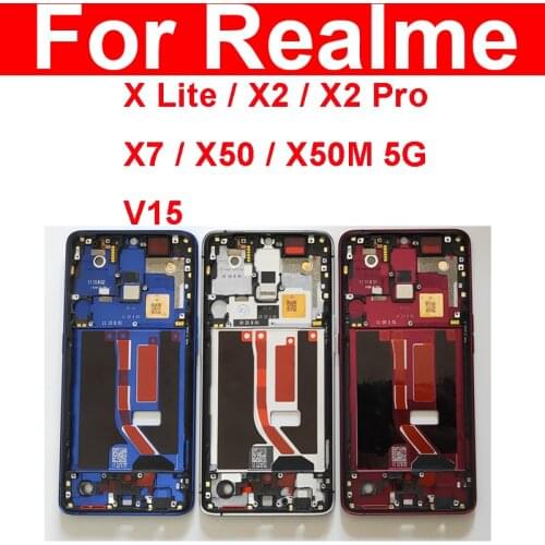 LCD Front Frame Housing Bezel Cover Case For OPPO Realme X Lite X2 Pro Middle Frame Replacement Parts