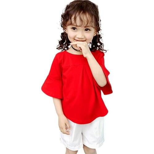 Kids Clothes Solid Color Girl Clothes Summer Tshirt + Short Girl Clothing Casual Style Childrens Tracksuit 6 8 10 12 14