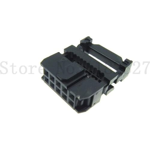 FC 10Pin IDC Socket 2x5 Pin Dual Row Pitch 2.54mm IDC Connector 10-pin cable socket black / grey color