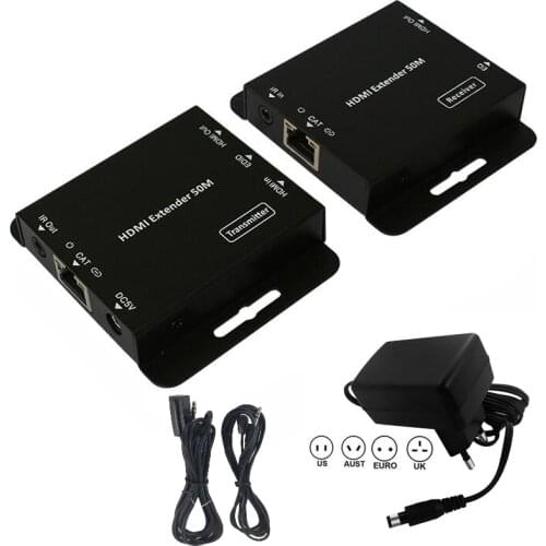 HDMI extender IR control over UTP cable POC EDID HDMI extender with Loop&HDMI IR control up to 165ft HDMI RX&TX included