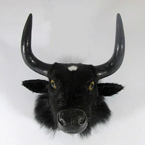 Simulation cute black bull head 30x32x18cm model polyethylene&furs bull model home decoration props ,model gift d396