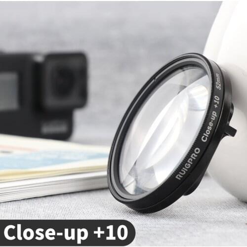 For Gopro 5/6/7 Filter 52mm Close-up +10 Macro Lens Adapter Ring for Hero 5 6 7 Black magniphying Photography Glass Accessories