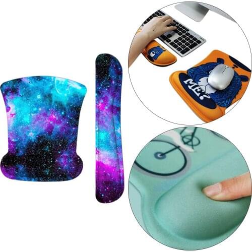 Mouse Pad & Wrist Support Ergonomic Mouse Pads for Computers Laptop Raised Memory Foam for Easy Typing Starry Sky