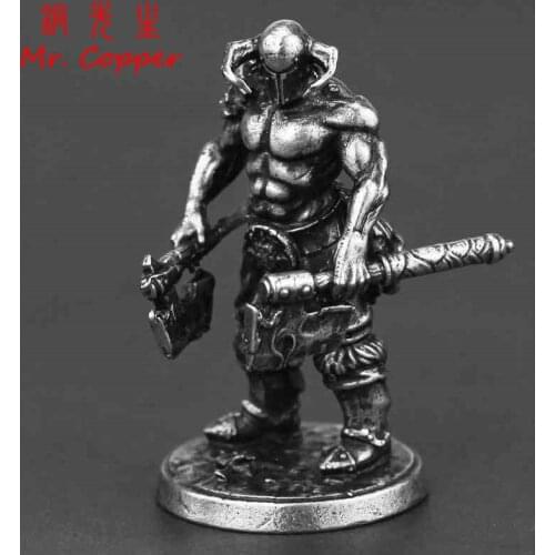 White Copper Metal Solider Model Miniatures Figurine Vintage Strong Men Warrior Ornament Desktop Decoration Accessories Toy Gift