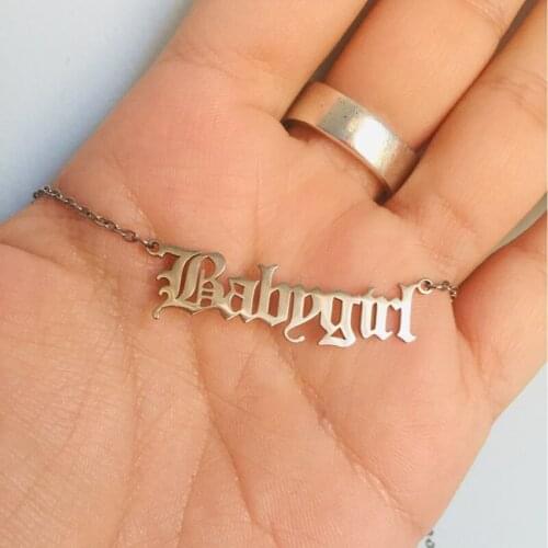 Stainless Steel Necklaces For Women Girl Angel Babygirl Princess Baby Pendant Necklaces Gold Color Ketting Babygirl Collar Gift