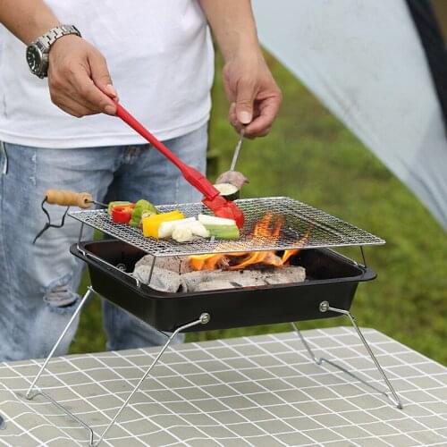 Portable Metal Barbecue Charcoal Grill with Nets Kitchen BBQ Accessories Yard Outdoor Cooking Tools Utensils
