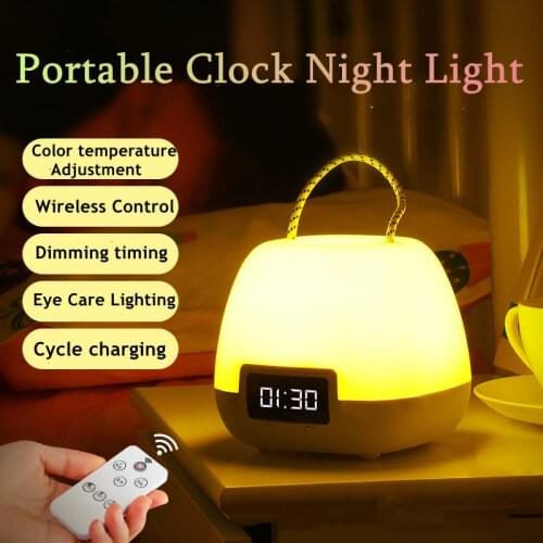 Remote control LED night light Timing With Clock baby mothers night feeding light bedroom bedside lamp usb charging desk lamp