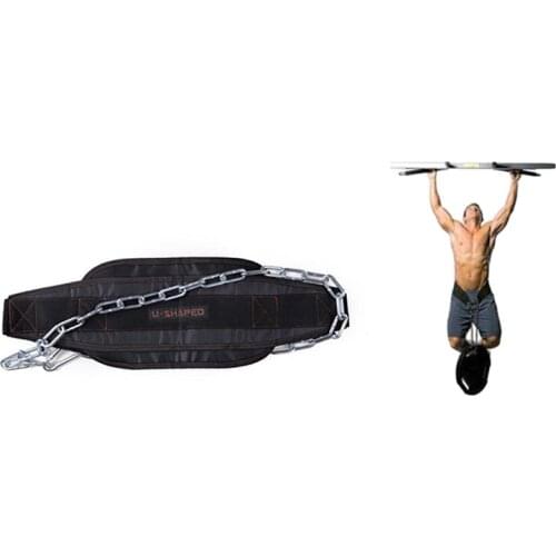 Thick Neoprene Weight Lifting Belt With Chain Dipping Belt For Pull Up Chin Up Kettlebell Barbell Fitness Bodybuilding Gym Belt