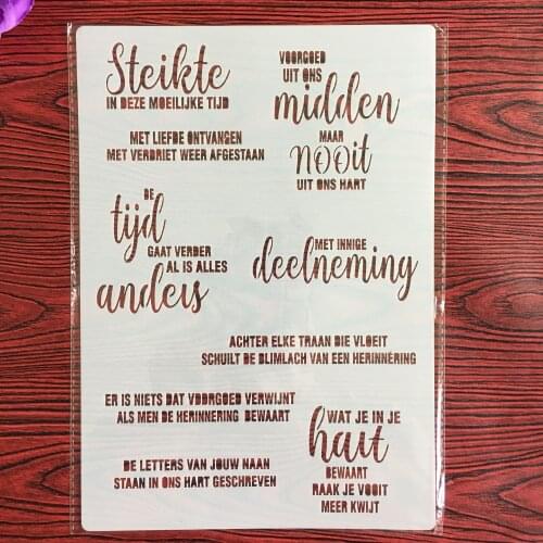 A4 English inspirational blessings wall stencil, scrapbook, embossing album, decorative, paper card template drawing stencils