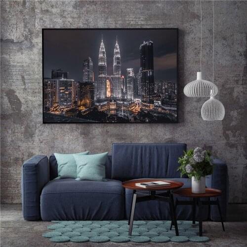 Modern Architecture The Worlds Tallest Twin Towers Poster Malaysia Petronas Twin Towers Painting Wall Art Canvas Home Decor