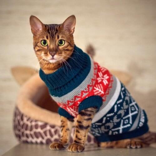 Snowflake Sphinx Cat Sweater Knitwear Pet Jumper Coat Dogs Cat Christmas Clothes for Small Pet XS S M L XL XXL