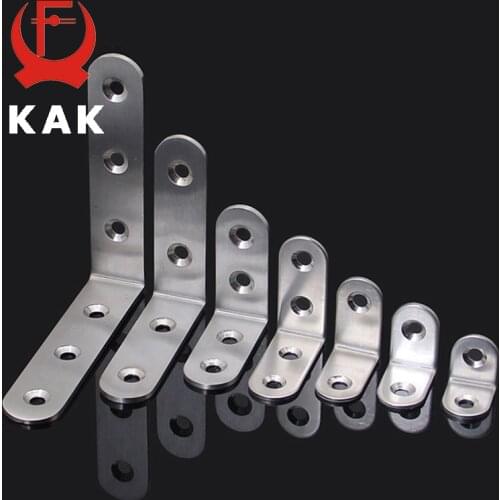 KAK 10PCS Stainless Steel Angle Corner Brackets Fasteners Protector Seven Size Corner Stand Supporting Furniture Hardware