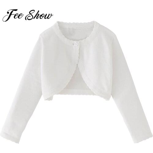 Spring Kids Girls OPen Front Long Sleeve Cardigan Childrens Bolero Shrug Knit Cardigan Sweater Flower Girl Dresses Coats Wrap