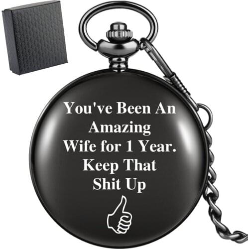 You've Been An Amazing Wife for 1 Year. Keep That * Up Personalized Printed Quartz Pocket Watch Souvenir Gifts Pendant Clock