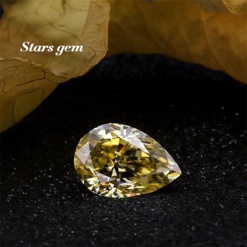 Yellow Color Pear Shape Crushed ice Cut 7x5mm-15x10mm Loose Moissanite Gemstone for Jewelry Earrings Making