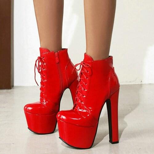 High Quality Winter Womens Shoes Super High Heel Fashion Platform Ladies Short Boots Sexy Nightclub Pole Dance Side Zipper 2021