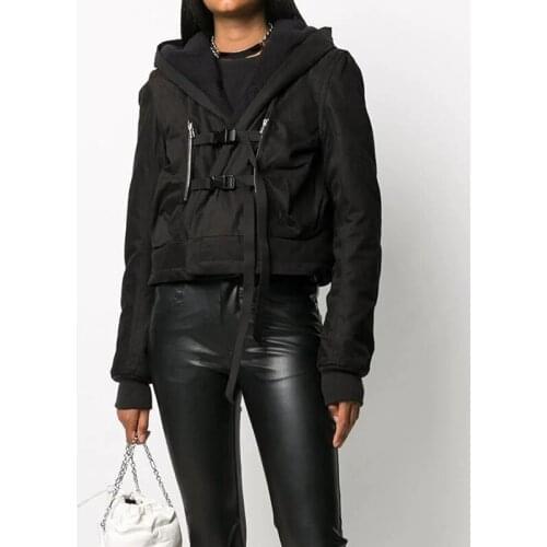 Winter 10.24 2021 Autumn New Fashion Buckle Design Hooded Fleece Short Jacket Coat With Storage Bag Women