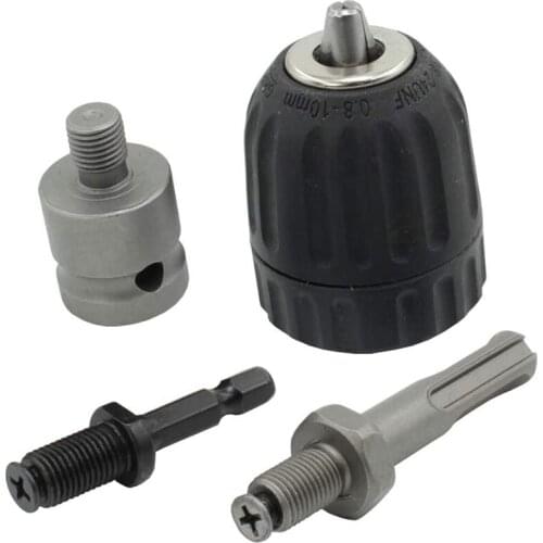 0.8-10mm Precise Keyless Drill Chuck Converter 3/8Inch- 24UNF Thread Quick Change Adapter with SDS-Plus Hex Shank Socket Retail