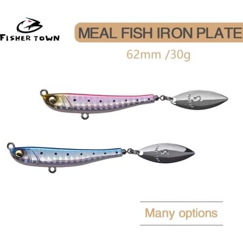 1PCS Metal Spoon Vib Fishing Lure Sequins Spinnerbait 62mm 30g Sinking Vibration Lure with Rotating Spinners 10 Colors