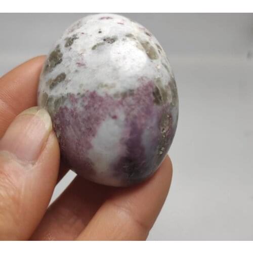 1pcs Natural Red tourmaline palm stone polished rubellite crystal palm healing stone