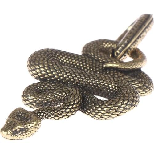 1PCS New Fashion Brass Metal Snake Shape Keychain Handmade Key Chain Snake Key Ring Handbag Pendant