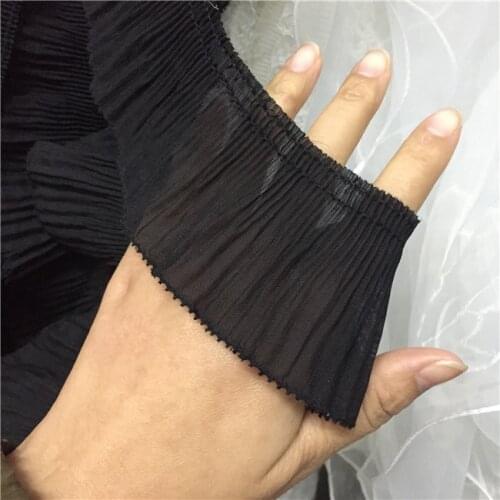 1Yards Chiffon Lace Fabric Applique 5.5cm White Lace Trim Guipure Elastic Fabric Laces Sewing Black Lace Ribbon dentelle PQ23