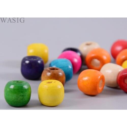 100Pcs 7mm Inner Hole Multi Color Round Wood Hair Beads Crochet Dreadlock Braid Hair Cuff Clip Headwear Accessories Random Color