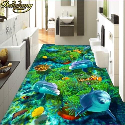 Beibehang 3D PVC floor mural wallpaper wear non-slip waterproof thickened self-adhesive floor sticker wall painting Murals color